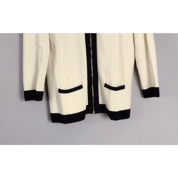 Talbots women's striped zipper front sweater medium cotton rayon - Picture 4 of 13